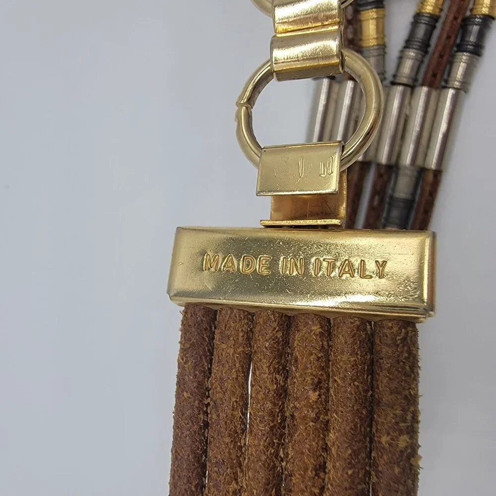 Vintage 80s Belt Womens Statement Twist Leather‎ Link Twisted Chain Belt Italy